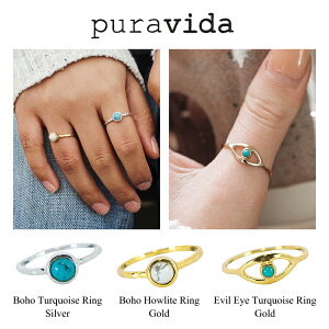 Pura Vida v B_ O Boho Turquoise Ring /Boho Howlite Ring /Evil Eye Turquoise Ring w Silver/Gold X^[OVo[ WFjC ^[RCY fB[X Y ANZT T[tB t@bV