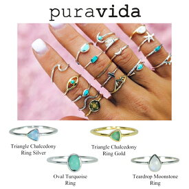 PuraVida プラヴィダ リング Triangle Chalcedony Silver Gold Oval Turquoise Teardrop Moonstone 指輪 シルバー ゴールド スターリングシルバー925 真鍮 18Kゴールドメッキ ジェニュイン ターコイズ レディース メンズ アクセサリ ファッション