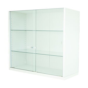 地球家具 コレクションケース コレクションラック DIO ディオ 引き戸 ワイド 上置き 鍵付 NEW フィギュアラック ガラスケース ディスプレイラック ( 幅90cm 奥行28cm 中型 ホワイト , ブラック ,