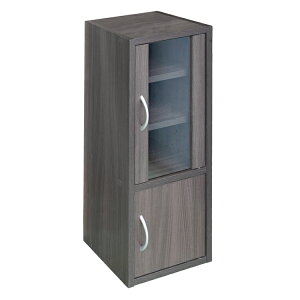 キッチンラック 食器棚 高さ80cm スリム ロータイプ コンパクト 薄型 幅32cm ミニ 小さめ 一人暮らし 扉タイプ ガラス扉 シンプル ホワイト ダークブラウン オーク 組立品