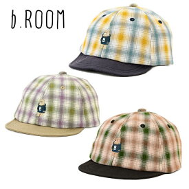 (10％OFF)b・ROOM(ビ・ルーム) チェック×無地くま刺しゅうキャップ-1403(50-54cm)【メール便OK】