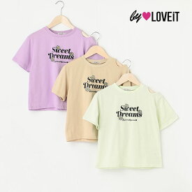 (23ss)バイ ラビット(by LOVEiT)【プチプラ】肩見せデイジーロゴTシャツ-2299【130cm|140cm|150cm|160cm】【メール便OK】