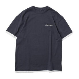 (24ss)GLAZOS（グラソス）ワンポイントロゴ裾レイヤード半袖Tシャツ-2201【130cm〜170cm】【メール便OK】