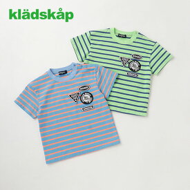 (30％OFF) kladskap(クレードスコープ)恐竜ワッペンボーダー半袖Tシャツ-2203【90cm|100cm|110cm|120cm】【メール便OK】