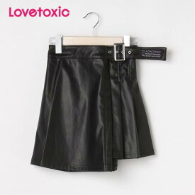 (SALE)(2020AW)ラブトキシック（LOVETOXIC）ウォッシャブル 裏起毛 ラップ風サイドプリーツ合皮スカパン-3160【140cm|150cm|160cm】【宅配便】