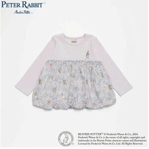(24aw)petit main (プティマイン)【ピーターラビット】花柄ドッキング長T-3214(80-130cm)【メール便】