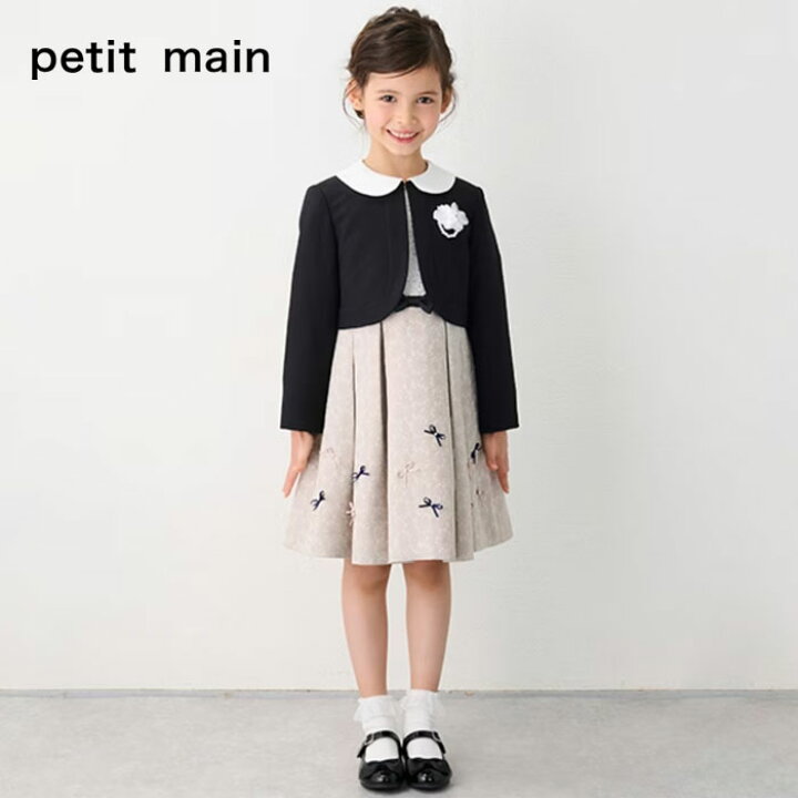 楽天市場】(10％OFF)petit main （プティマイン）ジャガードリボンOP+  
