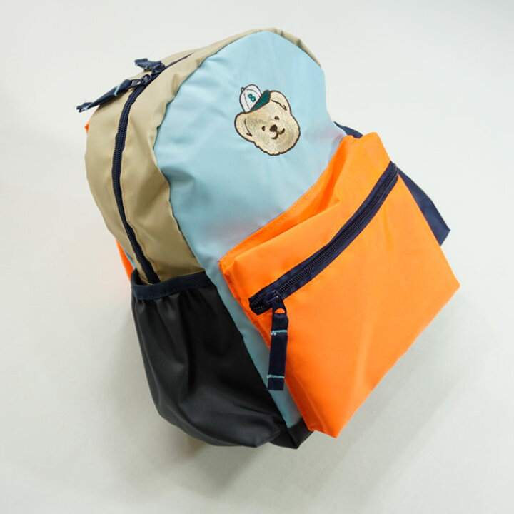 (10%OFF)petit main (プティマイン)くま刺しゅうバイカラーリュック-1430(キッズ用)【宅配便】 子供服かんさい プティマイン くま 耳 リュック カーキ