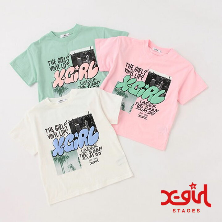 (SALE30％OFF)(22ss)X-girl  Stages(エックスガールステージス)風景プリント半袖Tシャツ-2204【90-140cm】【メール便】 子供服かんさい