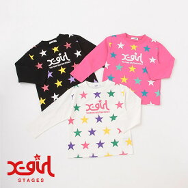 (50％OFF)(22aw)X-girl Stages(エックスガールステージス) 星総柄長袖Tシャツ-3206【90-140cm】【メール便】