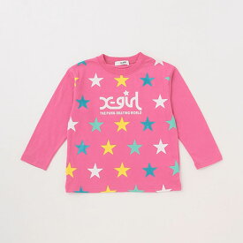 (50％OFF)(22aw)X-girl Stages(エックスガールステージス) 星総柄長袖Tシャツ-3206【90-140cm】【メール便】