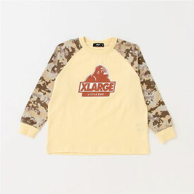 (30％OFF)(22aw)XLARGE KIDS(エクストララージ キッズ)迷彩ラグラン長袖Tシャツ-3204【80cm-140cm】【メール便OK】