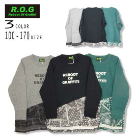 【20％OFFSALE】R.O.G Reboot(リブート)バンダナ柄切替ビックロングTシャツ【メール便送料無料】 ROG 春服 春物 子供服 トップス 通園 通学 入園 入学 キッズ 男の子 女の子 おしゃれ かわいい 子供 バンダナ