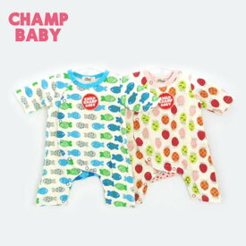 【30％OFFSALE】CHAMP BABY(チャンプベビー)お魚＆イチゴ柄ミニカバーオール【メール便送料無料】