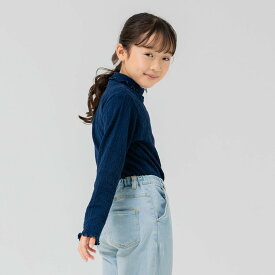 ゆうパケ送料無料 【在庫処分セール】 キッズ 長袖 Tシャツ ハイネック タートルネック 女の子 ロンT 子供服 ベビー服 アラン編み 縄編み 模様 トップス フリル シンプル chil2 チルツー 秋冬服 80 90 100 110 120 130 140cm [M便 1/1]