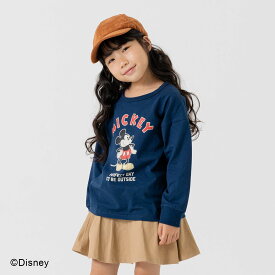 ミッキーマウス 長袖 Tシャツ 子供服 キッズ ベビー服 男の子 女の子 ロンT キャラクター 天竺 綿100％ ラグラン トップス ディズニー 袖リブ Disney 秋服 80 90 100 110 120 130 140cm [M便 1/2]