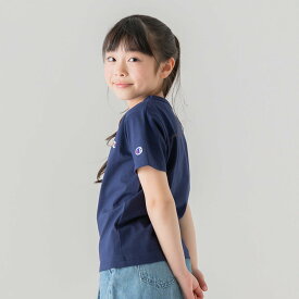 ゆうパケ送料無料 チャンピオン 半袖 Tシャツ キッズ champion ロゴ 子供服 ベビー服 男の子 女の子 ビッグシルエット 無地 刺繍 綿100％ 夏服 天竺 スポーツ 兄弟コーデ シンプル ベーシック トップス 80 90 100 110 120 130cm [M便 1/2]