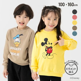 ミッキーマウス ドナルドダック キッズ ディズニー トレーナー 子供服 ピグメント 長袖 プルート 男の子 女の子 ラグラン キャラクター 裏毛 トップス スウェット Disney 秋服 100 110 120 130 140 150 160cm [M便 1/1]