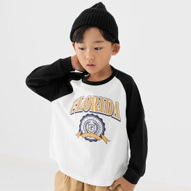 ゆうパケ送料無料 【在庫処分プライス】 キッズ ロンT 長袖 Tシャツ ラグラン ベビー服 子供服 配色 男の子 女の子 カットソー プリント イラスト 綿100％ トップス 柄バリ chil2 秋服 80 90 100 110 120 130 140cm [M便 1/2]