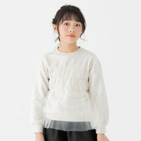 ゆうパケ送料無料 キッズ トレーナー 女の子 無地 チュール 子供服 ベビー服 フリル スウェット 長袖 裏毛 ビスチェ ギャザー シャーリング レイヤード トップス chil2 秋服 90 100 110 120 130 140 150cm [M便 1/1]
