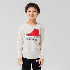 ゆうパケ送料無料 【在庫処分セール】 コンバース 長袖 Tシャツ 子供服 キッズ ベビー服 ロンT 男の子 女の子 トップス ロゴ CONVERSE 春秋服 袖リブ サガラ刺繍 フロッキープリント 80 90 100 110 120 130cm [M便 1/2]