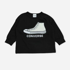 ゆうパケ送料無料 【在庫処分セール】 コンバース 長袖 Tシャツ 子供服 キッズ ベビー服 ロンT 男の子 女の子 トップス ロゴ CONVERSE 春秋服 袖リブ サガラ刺繍 フロッキープリント 80 90 100 110 120 130cm [M便 1/2]