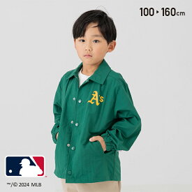 キッズ MLB コーチジャケット 子供服 ナイロン アウター ジャンパー 長袖 ヤンキース ドジャース アスレティックス メジャーリーグ ロゴ NY LA 男の子 女の子 羽織 刺繍 野球 軽防寒 春服 グッズ 100 110 120 130 140 150 160cm [M便 1/1]