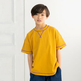 ゆうパケ送料無料 キッズ 半袖 Tシャツ 配色ステッチ ビッグシルエット ワイド 子供服 ベビー服 男の子 女の子 無地 天竺 ワンポイント トップス 綿100％ カラフル JAM&LINK 夏服 90 100 110 120 130 140 150 160cm [M便 1/2]