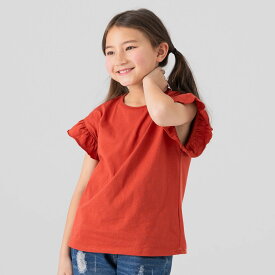 ゆうパケ送料無料 半袖 Tシャツ キッズ 女の子 子供服 ベビー服 袖フリル 半そで 無地 夏服 可愛い シンプル 綿 コットン 100% 天竺 トップス 80 90 100 110 120 130 140 150 160cm chil2 [M便 1/2]