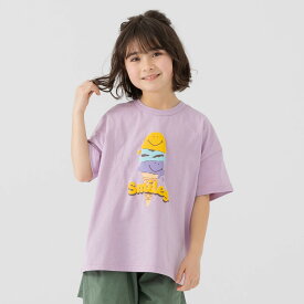 【4/25限定！最大100％ポイントバック！1/2で当選！エントリー要】 ゆうパケ送料無料 キッズ Tシャツ 半袖 子供服 ベビー服 スマイリー 男の子 女の子 かわいい 刺繍 プリント ワッペン ワイド 綿100％ SMILEYFACE ニコちゃん 夏服 80 90 100 110 120 130 140cm [M便 1/2]