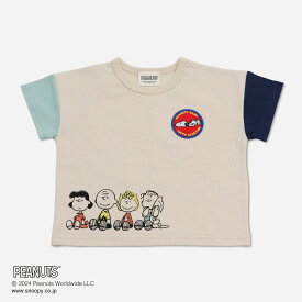 キッズ ピーナッツ スヌーピー 半袖 Tシャツ 子供服 ベビー服 ワイド 男の子 女の子 天竺 トップス セットイン ラグラン 綿100％ PEANUTS 夏服 グッズ 80 90 100 110 120 130 140cm [M便 1/2]