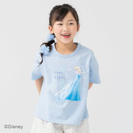 キッズ ディズニー キャラクター プリンセス 半袖 Tシャツ ワイド 女の子 子供服 ベビー服 天竺 トップス セットイン 綿100％ Disney ラプンツェル アリエル ベル ジャスミン シンデレラ エルサ 夏服 80 90 100 110 120 130 140cm [M便 1/2]