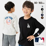MLB Tシャツ キッズ 長袖 ドジャース ヤンキース パドレス ロゴ 刺繍 メジャーリーグ NY LA 子供服 ベビ…
