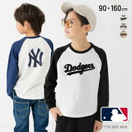 キッズ MLB Tシャツ 長袖 ラグラン ドジャース ヤンキース パドレス ロゴ 刺繍 メジャーリーグ NY LA 子…