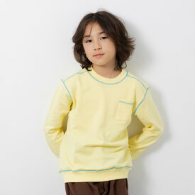 ゆうパケ送料無料 キッズ トレーナー 無地 裏毛 子供服 ベビー服 男の子 女の子 長袖 刺繍 ステッチ 配色 スウェット 胸ポケット ゆったり 肩落ち トップス 秋冬服 100 110 120 130 140 150 160cm [M便 1/1]