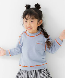 ゆうパケ送料無料 キッズ トレーナー 無地 裏毛 子供服 ベビー服 男の子 女の子 長袖 刺繍 ステッチ 配色 スウェット 胸ポケット ゆったり 肩落ち トップス 秋冬服 100 110 120 130 140 150 160cm [M便 1/1]