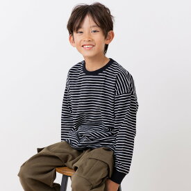 ゆうパケ送料無料 キッズ ボーダー 長袖 Tシャツ 綿100% ロンT 子供服 ベビー服 男の子 女の子 先染め 細ボーダー トップス 袖リブ chil2 チルツー 春秋服 80 90 100 110 120 130 140 150 160cm [M便 1/2]