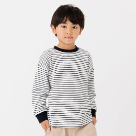 ゆうパケ送料無料 キッズ ボーダー 長袖 Tシャツ 綿100% ロンT 子供服 ベビー服 男の子 女の子 先染め 細ボーダー トップス 袖リブ chil2 秋服 80 90 100 110 120 130 140 150 160cm [M便 1/2]