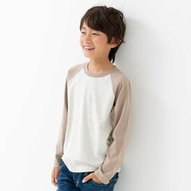 ゆうパケ送料無料 キッズ ラグラン 長袖Tシャツ 綿100％ ロンT 無地 子供服 ベビー服 男の子 女の子 天竺 トップス 配色 秋服 シンプル ベーシック 80 90 100 110 120 130 140 150 160cm [M便 1/2]