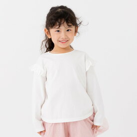 ゆうパケ送料無料 キッズ 長袖 Tシャツ フリル 無地 子供服 ベビー服 ロンT 綿100％ 女の子 chil2 秋服 80 90 100 110 120 130 140 150cm [M便 1/2]