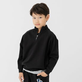 送料無料 キッズ ハーフジップ トレーナー 綿100% 無地 子供服 ベビー服 長袖 男の子 女の子 スウェット 裏毛 トップス スタンドネック ラグラン chil2 チルツー 秋服 90 100 110 120 130 140 150 160cm