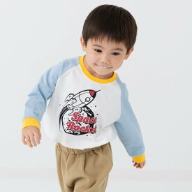 ゆうパケ送料無料 キッズ 長袖 Tシャツ 綿100％ ラグラン ロンT ベビー服 子供服 配色 男の子 女の子 カットソー プリント イラスト トップス 柄バリ chil2 チルツー 春秋服 80 90 100 110 120 130 140cm [M便 1/2]