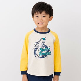 ゆうパケ送料無料 キッズ 長袖 Tシャツ 綿100％ ラグラン ロンT ベビー服 子供服 配色 男の子 女の子 カットソー プリント イラスト トップス 柄バリ chil2 チルツー 春秋服 80 90 100 110 120 130 140cm [M便 1/2]