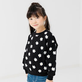 ゆうパケ送料無料 トレーナー キッズ 綿100％ 子供服 ベビー服 長袖 総柄 女の子 裏毛 トップス スウェット chil2 秋冬服 通園 通学 80 90 100 110 120 130 140cm [M便 1/1]