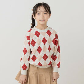 ゆうパケ送料無料 【在庫処分セール】 トレーナー キッズ 綿100％ 子供服 ベビー服 長袖 総柄 男の子 女の子 裏毛 トップス スウェット chil2 チルツー 秋冬服 通園 通学 80 90 100 110 120 130 140cm [M便 1/1]