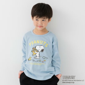 キッズ ピーナッツ スヌーピー 子供服 長袖 Tシャツ ベビー服 男の子 女の子 ロンT キャラクター 天竺 袖リブ トップス PEANUTS 春秋服 80 90 100 110 120 130 140cm [M便 1/2]