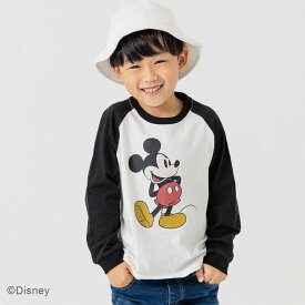 ミッキーマウス 長袖 Tシャツ 子供服 キッズ ベビー服 男の子 女の子 ロンT キャラクター 天竺 ラグラン トップス ディズニー 袖リブ Disney 春秋服 80 90 100 110 120 130 140cm [M便 1/2]