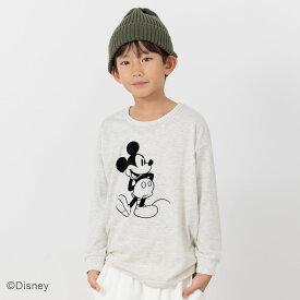 ミッキーマウス 長袖 Tシャツ 子供服 キッズ ベビー服 男の子 女の子 ロンT キャラクター 天竺 ラグラン トップス ディズニー 袖リブ Disney 春秋服 80 90 100 110 120 130 140cm [M便 1/2]