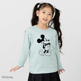 ミッキーマウス 長袖 Tシャツ 子供服 キッズ ベビー服 男の子 女の子 ロンT キャラクター 天竺 ラグラン トップス ディズニー 袖リブ Disney 春秋服 80 90 100 110 120 130 140cm [M便 1/2]