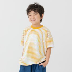 [セール] ゆうパケ送料無料 キッズ Tシャツ ボーダー 半袖 ビッグシルエット 男の子 女の子 子供服 ベビー服 スラブ天竺 ワイド トップス 綿100％ 先染め 細ピッチ chil2 チルツー 夏服 80 90 100 110 120 130 140 150 160cm [M便 1/2]